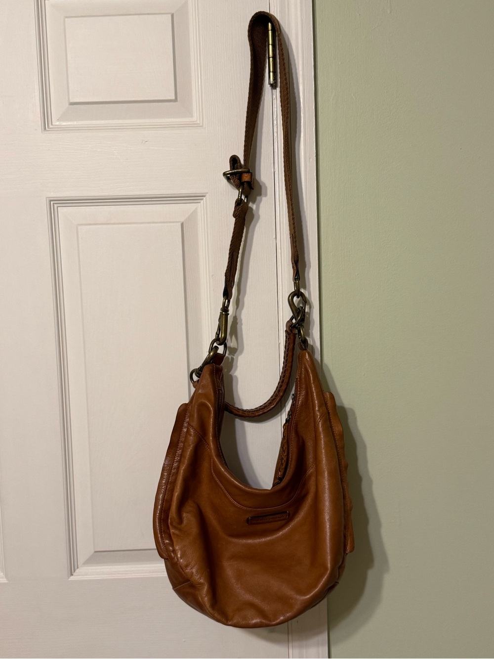 FRYE Jenny Leather Hobo Bag Convertible Crossbody Cognac-EUC - Picture 11 of 12